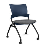 Relay Nester Chair - Black Frame, Fabric Seat Nesting Chairs SitOnIt Navy Plastic Fabric Color Milestone Armless