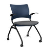 Relay Nester Chair - Black Frame, Fabric Seat Nesting Chairs SitOnIt Navy Plastic Fabric Color Milestone Fixed Arms