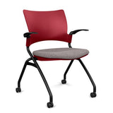 Relay Nester Chair - Black Frame, Fabric Seat Nesting Chairs SitOnIt Red Plastic Fabric Color Carbon Fixed Arms