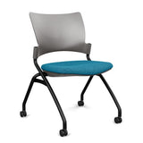 Relay Nester Chair - Black Frame, Fabric Seat Nesting Chairs SitOnIt Sterling Plastic Fabric Color Blue Skies Armless