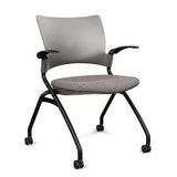 Relay Nester Chair - Black Frame, Fabric Seat Nesting Chairs SitOnIt Sterling Plastic Fabric Color Carbon Fixed Arms