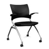 Relay Nester Chair Nesting Chairs SitOnIt Black Plastic Silver Frame Fixed Arms