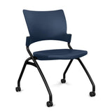 Relay Nester Chair Nesting Chairs SitOnIt Navy Plastic Black Frame Armless