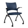 Relay Nester Chair Nesting Chairs SitOnIt Navy Plastic Black Frame Fixed Arms