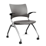 Relay Nester Chair Nesting Chairs SitOnIt Slate Plastic Silver Frame Fixed Arms