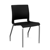 Rio 4 Leg Guest Chair Guest Chair, Stack Chair SitOnIt Black Plastic No Arms Silver Frame