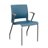 Rio 4 Leg Guest Chair Guest Chair, Stack Chair SitOnIt Lagoon Plastic With Arms Silver Frame