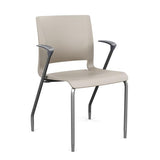 Rio 4 Leg Guest Chair Guest Chair, Stack Chair SitOnIt Latte Plastic With Arms Silver Frame