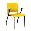 Rio 4 Leg Guest Chair Guest Chair, Stack Chair SitOnIt Lemon Plastic With Arms Black Frame
