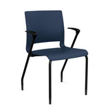 Rio 4 Leg Guest Chair Guest Chair, Stack Chair SitOnIt Navy Plastic With Arms Black Frame