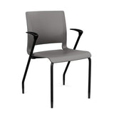 Rio 4 Leg Guest Chair Guest Chair, Stack Chair SitOnIt Slate Plastic With Arms Black Frame