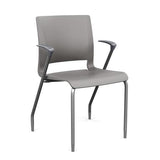 Rio 4 Leg Guest Chair Guest Chair, Stack Chair SitOnIt Sterling Plastic With Arms Silver Frame