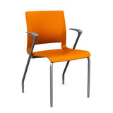Rio 4 Leg Guest Chair Guest Chair, Stack Chair SitOnIt Tangerine Plastic With Arms Silver Frame