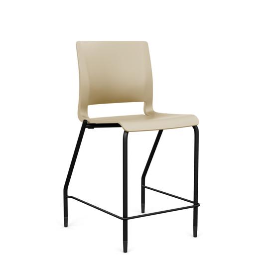 Rio 4 Leg Stool Stools SitOnIt Bisque Plastic 24" Counter Height Black Frame