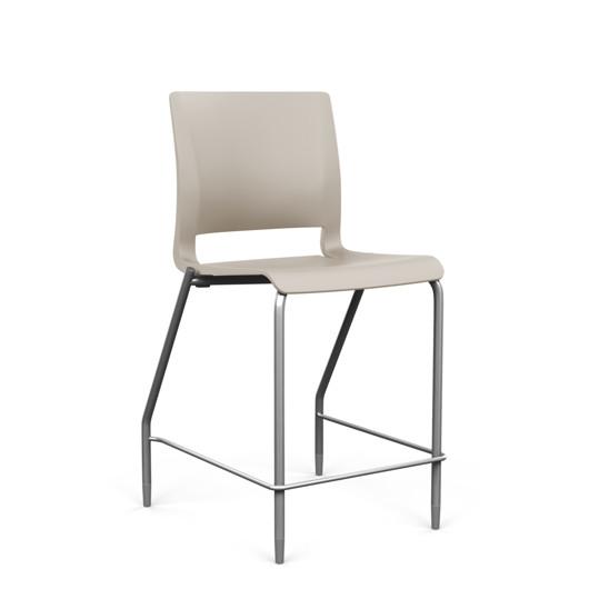 Rio 4 Leg Stool Stools SitOnIt Latte Plastic 24" Counter Height Silver Frame