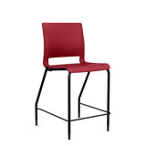 Rio 4 Leg Stool Stools SitOnIt Red Plastic 24" Counter Height Black Frame