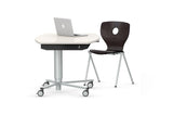 RONDOLIFT-KF - Barrel Top Model 2829 Classroom Table, Multipurpose Table, Height Adjustable Table VS America Barrel LIGNOpal Laminate Color White