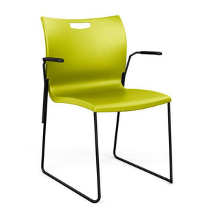 Rowdy Sledbase Stack Chair Guest Chair, Cafe Chair, Stack Chair SitOnIt Apple Plastic Black Frame Fixed Arms