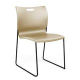 Rowdy Sledbase Stack Chair Guest Chair, Cafe Chair, Stack Chair SitOnIt Bisque Plastic Black Frame Armless