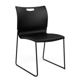 Rowdy Sledbase Stack Chair Guest Chair, Cafe Chair, Stack Chair SitOnIt Black Plastic Black Frame Armless