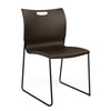 Rowdy Sledbase Stack Chair Guest Chair, Cafe Chair, Stack Chair SitOnIt Chocolate Plastic Black Frame Armless