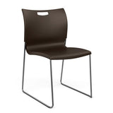 Rowdy Sledbase Stack Chair Guest Chair, Cafe Chair, Stack Chair SitOnIt Chocolate Plastic Frame Color Chrome Armless
