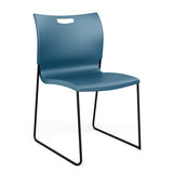 Rowdy Sledbase Stack Chair Guest Chair, Cafe Chair, Stack Chair SitOnIt Lagoon Plastic Black Frame Armless