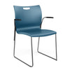 Rowdy Sledbase Stack Chair Guest Chair, Cafe Chair, Stack Chair SitOnIt Lagoon Plastic Frame Color Chrome Fixed Arms