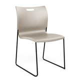 Rowdy Sledbase Stack Chair Guest Chair, Cafe Chair, Stack Chair SitOnIt Latte Plastic Black Frame Armless