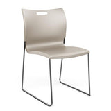 Rowdy Sledbase Stack Chair Guest Chair, Cafe Chair, Stack Chair SitOnIt Latte Plastic Frame Color Chrome Armless