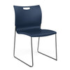 Rowdy Sledbase Stack Chair Guest Chair, Cafe Chair, Stack Chair SitOnIt Navy Plastic Frame Color Chrome Armless