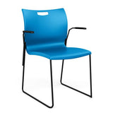 Rowdy Sledbase Stack Chair Guest Chair, Cafe Chair, Stack Chair SitOnIt Pacific Plastic Black Frame Fixed Arms
