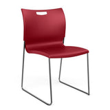 Rowdy Sledbase Stack Chair Guest Chair, Cafe Chair, Stack Chair SitOnIt Red Plastic Frame Color Chrome Armless