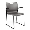 Rowdy Sledbase Stack Chair Guest Chair, Cafe Chair, Stack Chair SitOnIt Slate Plastic Black Frame Fixed Arms