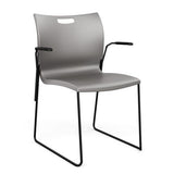 Rowdy Sledbase Stack Chair Guest Chair, Cafe Chair, Stack Chair SitOnIt Sterling Plastic Black Frame Fixed Arms