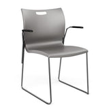Rowdy Sledbase Stack Chair Guest Chair, Cafe Chair, Stack Chair SitOnIt Sterling Plastic Frame Color Chrome Fixed Arms