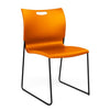Rowdy Sledbase Stack Chair Guest Chair, Cafe Chair, Stack Chair SitOnIt Tangerine Plastic Black Frame Armless