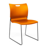 Rowdy Sledbase Stack Chair Guest Chair, Cafe Chair, Stack Chair SitOnIt Tangerine Plastic Frame Color Chrome Armless