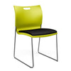 Rowdy Stack Chair, Fabric Seat - Chrome Frame Guest Chair, Cafe Chair, Stack Chair SitOnIt Apple Plastic Fabric Color Licorice Armless