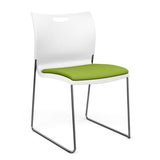 Rowdy Stack Chair, Fabric Seat - Chrome Frame Guest Chair, Cafe Chair, Stack Chair SitOnIt Arctic Plastic Fabric Color Apple Armless
