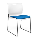 Rowdy Stack Chair, Fabric Seat - Chrome Frame Guest Chair, Cafe Chair, Stack Chair SitOnIt Arctic Plastic Fabric Color Electric Blue Armless