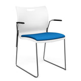 Rowdy Stack Chair, Fabric Seat - Chrome Frame Guest Chair, Cafe Chair, Stack Chair SitOnIt Arctic Plastic Fabric Color Electric Blue Fixed Arms