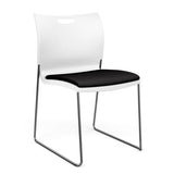 Rowdy Stack Chair, Fabric Seat - Chrome Frame Guest Chair, Cafe Chair, Stack Chair SitOnIt Arctic Plastic Fabric Color Licorice Armless