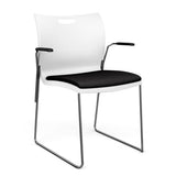 Rowdy Stack Chair, Fabric Seat - Chrome Frame Guest Chair, Cafe Chair, Stack Chair SitOnIt Arctic Plastic Fabric Color Licorice Fixed Arms