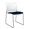 Rowdy Stack Chair, Fabric Seat - Chrome Frame Guest Chair, Cafe Chair, Stack Chair SitOnIt Arctic Plastic Fabric Color Navy Armless