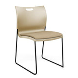 Rowdy Stack Chair, Fabric Seat - Chrome Frame Guest Chair, Cafe Chair, Stack Chair SitOnIt Bisque Plastic Fabric Color Desert Armless
