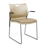 Rowdy Stack Chair, Fabric Seat - Chrome Frame Guest Chair, Cafe Chair, Stack Chair SitOnIt Bisque Plastic Fabric Color Desert Fixed Arms
