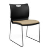 Rowdy Stack Chair, Fabric Seat - Chrome Frame Guest Chair, Cafe Chair, Stack Chair SitOnIt Black Plastic Fabric Color Desert Armless
