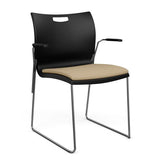 Rowdy Stack Chair, Fabric Seat - Chrome Frame Guest Chair, Cafe Chair, Stack Chair SitOnIt Black Plastic Fabric Color Desert Fixed Arms