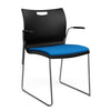 Rowdy Stack Chair, Fabric Seat - Chrome Frame Guest Chair, Cafe Chair, Stack Chair SitOnIt Black Plastic Fabric Color Electric Blue Fixed Arms